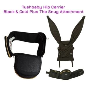 Tushbaby Hip Carrier Black & Gold With The Snug Attachment